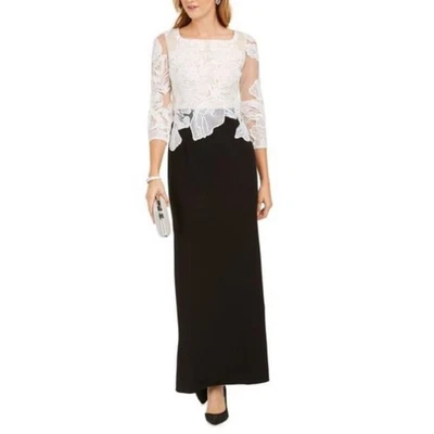 ADRIANNA PAPELL Womens Black Gown 3/4 Sleeve Maxi Evening Sheath Dress 6 - Image 1 of 4