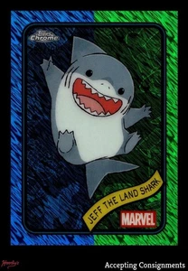 2025 Topps Chrome Marvel Blue and Green Shimmer #156 Jeff The Land Shark 152/199 - Picture 1 of 2