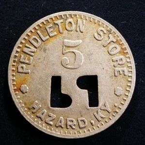 SCARCE Kentucky coal scrip token - Pendleton Store, 5¢, Hazard, Ky. - Picture 1 of 2