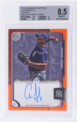2015 Bowman Inception Aaron Judge Auto Orange #BIAAJU /25 BGS 8.5/10 - Image 1 of 2