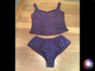 Conjunto Corsé Cami Top Arianne Vintage Marrón Floral Encaje Talla M y Panty Talla L Nuevo Foto 1 de 4