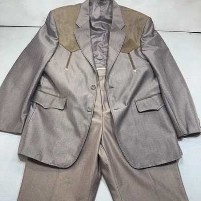 Vtg Encino Western Suit Mens Brown 44R Jacket 40x32 Pants Rockabilly Cow Boy - Image 1 of 4