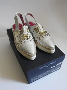 ALBERTO GUARDIANI CHERIE Leder Slingback Schuhe IT 37 US 7 Strass NEU Neu mit Karton - Bild 1 von 21