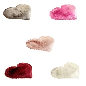Heart Shape Fluffys Floor Mats Girl Soft Plushes Solid Color Chair Sofa Cover - Picture 1 of 14