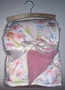 NEU Baby Kleinkind Mädchen weiche Fleece Decke in Wende rosa Sherpa Blumen - Bild 1 von 5