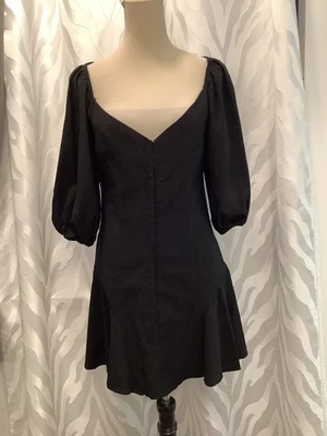 Nuevo con etiquetas Vestido Zara Para Mujer Negro Corsé Ajuste y Acampanado Mangas Globo 3/4 Talla L Foto 1 de 4