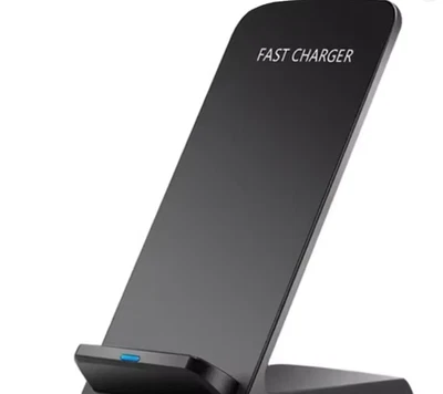 Caricatore Wireless Nero 15W Qi Fast Charge Base Antiscivolo per Smartphon - Immagine 1 di 4