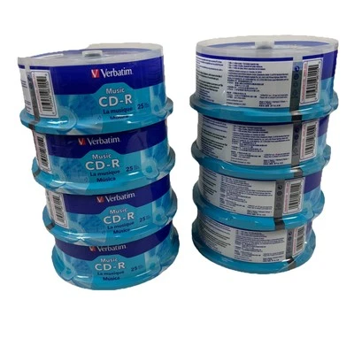 8 X 25 Pack Verbatim Music CD-R 40X 700MB Audio Media Disc Spindle 96155 Sealed - Image 1 of 4