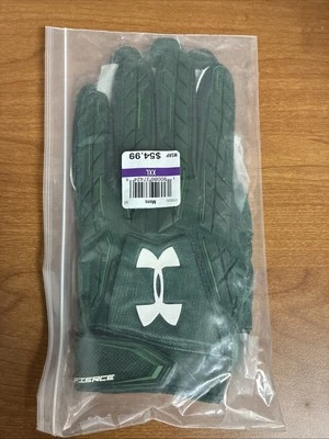 🏈 NFL UNDER ARMOUR "FIERCE" PADDED FOOTBALL GLOVES MENS XL GREEN - NEW IN PKG