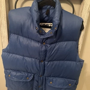 Chaleco acolchado Camp 7 vintage de plumón para hombre azul medio hecho en EE. UU. Prime Down años 70 80 - Imagen 1 de 12