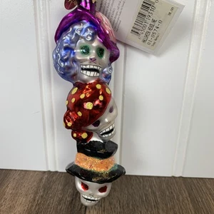 Christopher Radko Halloween Pirata Pirata Scheletro Teste Vetro Ornamento 5,25" - Foto 1 di 6