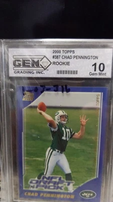 2000 Topps number 387 Chad Pennington rookie card graded 10 gym mint - Image 1 of 4