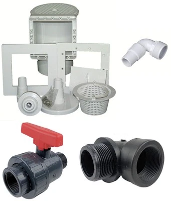 Skimmer Anschluß Set Pool Kugelhahn Kugelventil Einlaufdüse Oberflächenskimmer - Bild 1 von 4