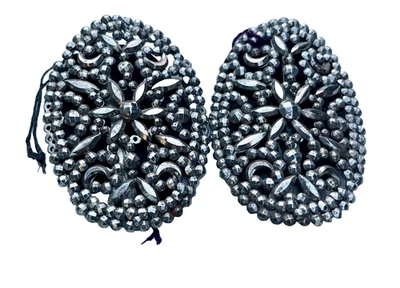 Hebillas de zapatos victorianas antiguas de acero de corte francés con remache de acero facetado trabajo LEER Foto 1 de 4