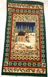 Vintage Christmas Fabric Panel Chapel in the Pines Deb Strain Moda 100% Cotton - Picture 1 of 2