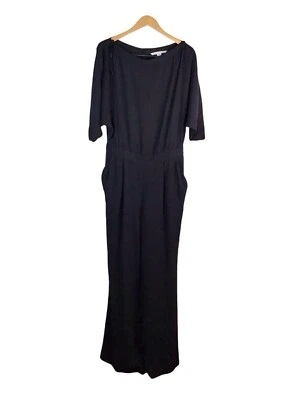 Mono Diane Von Furstenberg negro pierna ancha con bolsillos, talla 12, usado en excelente estado Foto 1 de 4
