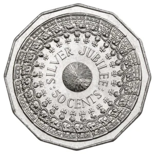 1977 AUSTRALIAN 50 CENT COIN | QEII 25th ANNIVERSARY SILVER JUBILEE | CIRCULATED - Picture 1 of 1