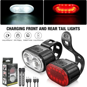 Bright LED Bike Lights Set USB Rechargeable Front Rear Mountain Bicycle Light AU - Picture 1 of 12
