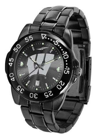 Men's University of Wisconsin Badgers Black Watch Fantom Black Steel Cover