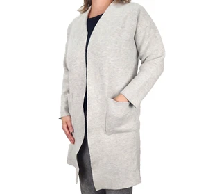 Babaton open cardigan wool blend women Medium gray pockets minimalist comfy - Picture 1 of 7