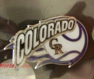 2019 Colorado Rockies CR logo ball pin trailing flames MLB c38986 - Picture 1 of 8
