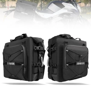 Pair 20L Motorcycle Saddlebags Saddle Panniers Rear Side Bags Storage Black - Picture 1 of 17