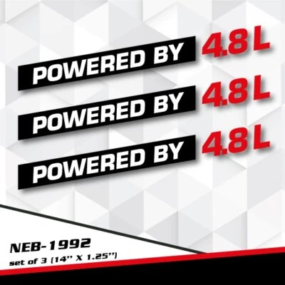 POWERED BY 4.8L Decal Stickers for Silverado tahoe Yukon Cayenne BMW NEB-1992 — 第 1/2 张图片