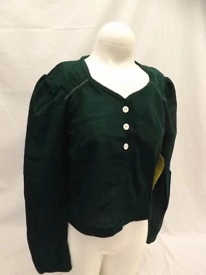 Timeless Sporty Vtg 60s NEW Dk Green Long Sleeve Casual Pullover Shirt Girls 7/8 - Image 1 of 4
