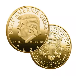 10PCS Gold President Challenge 2024 Donald Trump Coin Keep Americe Great EAGLE - Picture 1 of 8