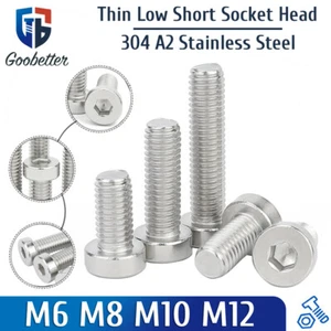 M6 M8 M10 M12 A2 Stainless Steel Thin Low Short Socket Head Cap Screw Bolts - Picture 1 of 82