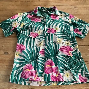 Camisa Hawaiana Hilo Hattie Vintage Abotonada Hojas Florales Puntada Única L - Imagen 1 de 7
