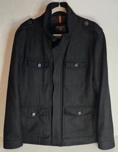 Dockers Mens Black-charcoal Warm Stylish Wool Coat Peacoat Jacket Size XXL - Picture 1 of 11
