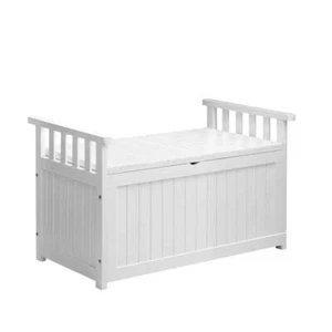 Livsip Outdoor Storage Box Wooden Garden Bench L White - Picture 1 of 10
