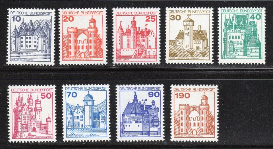 Germany 1977-79 SC# 1231-1240 - Castles - Nine Different Stamps - M-NH Lot # 65 - Image 1 of 1