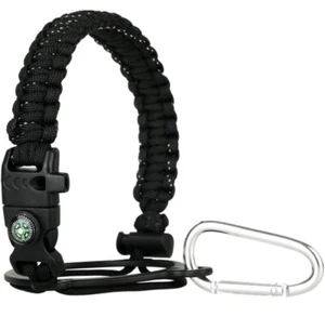 Paracord Handle w/Whistle & Compass for Wide Mouth Water Bottles 12oz - 64oz - Picture 1 of 10