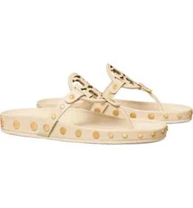 NIB Tory Burch Miller Cloud Coin Leather Sandal CREAM US 6 7 7.5 8 8.5 AUTHENTIC - Picture 1 of 12