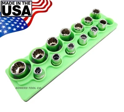 Mechanics Time Saver 1/2 Drive Magnetic Metric Shallow Socket Holder Organizer  - Image 1 of 3