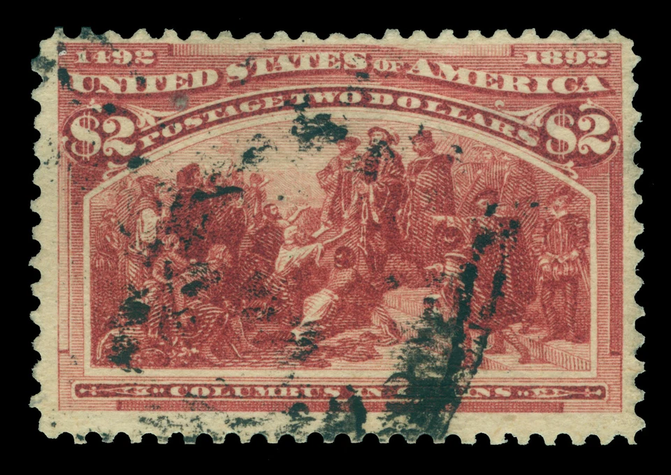 US 1893 COLUMBUS - COLUMBIAN Expo.  $2.00 red brown  Scott  242 used F/VF  - Image 1 of 2