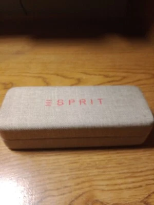 E-Spirit EYEGLASSES CASE Clamshell Rectangle Hard Beige Burlap Style HOLDER - Image 1 of 4