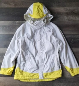 The North Face Rain Jacket Girls Size XL White Yellow Hyvent Waterproof Hooded - Picture 1 of 9