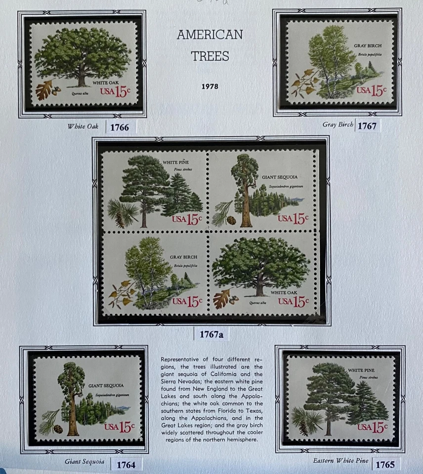 US 1978. American Trees. Sc#17664-67, 67a. (Block of 4). MNH. - Image 1 of 1