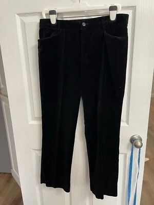 Pantalones Chaps Petite para mujer talla 12P negro terciopelo pierna recta informales tiro medio Foto 1 de 4