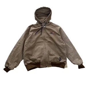 VTG 90s Union Line Hooded Lined Zip Work Jacket Men’s Large Duck Brown Canvas - Picture 1 of 11