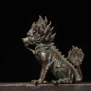 Collect Old copper tuo gilt hand made beast Qilin statue decoration - Picture 1 of 9