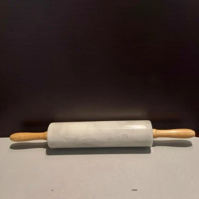 Rodillo de mármol blanco y gris - 10" L barril y 18" L Foto 1 de 4
