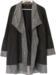 SUN KIM schwarz silber Colorblock Jacke WEARABLE ART lang mit Taschen Gr. L - Bild 1 von 5
