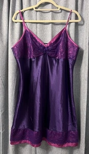 Lingerie/camicia da notte Morgan Taylor Intimates viola e magenta dettagli pizzo - taglia XL - Foto 1 di 8