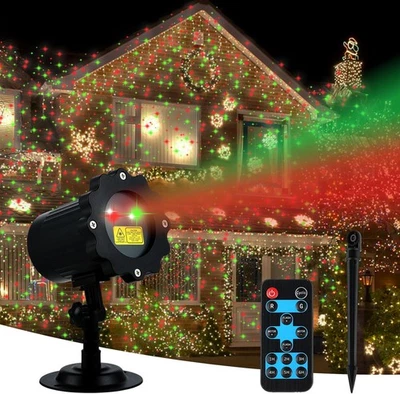 5 Modes R&G Christmas Laser LED Projector Light Moving Outdoor Landscape Lamp - Image 1 of 4