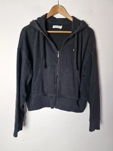 Calvin Klein Hoodie kurz geschnitten Damen durchgehender Reißverschluss schwarz Sport Freizeit Fitness Laufen Small - Bild 1 von 5
