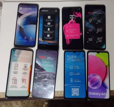 (8) Teléfonos inteligentes ficticios/pantalla NO FUNCIONALES, Galaxy A03, N100, TCL 20xe. LEER Foto 1 de 4